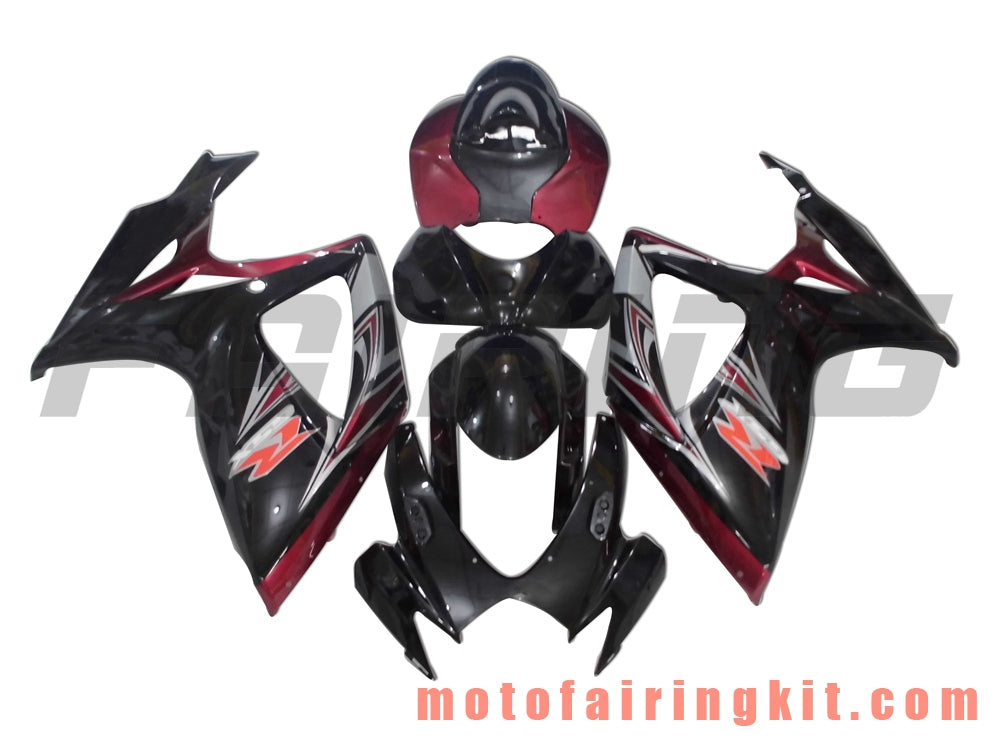 Kits de carenado aptos para GSX-R750 GSX-R600 K6 2006 2007 GSXR 600 750 K6 06 07 Molde de inyección de plástico ABS Carrocería completa para motocicleta Marco de carrocería de posventa (negro y rojo) B058