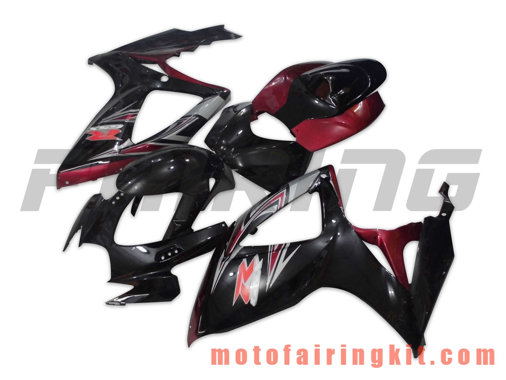 フェアリングキット GSX-R750 GSX-R600 K6 2006 2007 GSXR 600 750 K6 06 07 プラスチック ABS 射出成型 完全なオートバイ車体 アフターマーケット車体フレーム (ブラック &amp; レッド) B058