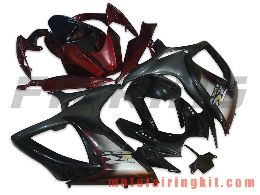 Fairing Kits Fit for GSX-R750 GSX-R600 K6 2006 2007 GSXR 600 750 K6 06 07 Plastic ABS Injection Mold Complete Motorcycle Body Aftermarket Bodywork Frame (Black & Red) B059