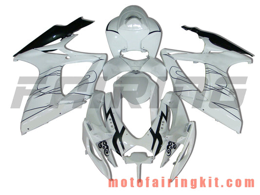 Fairing Kits Fit for GSX-R750 GSX-R600 K6 2006 2007 GSXR 600 750 K6 06 07 Plastic ABS Injection Mold Complete Motorcycle Body Aftermarket Bodywork Frame (White & Black) B062