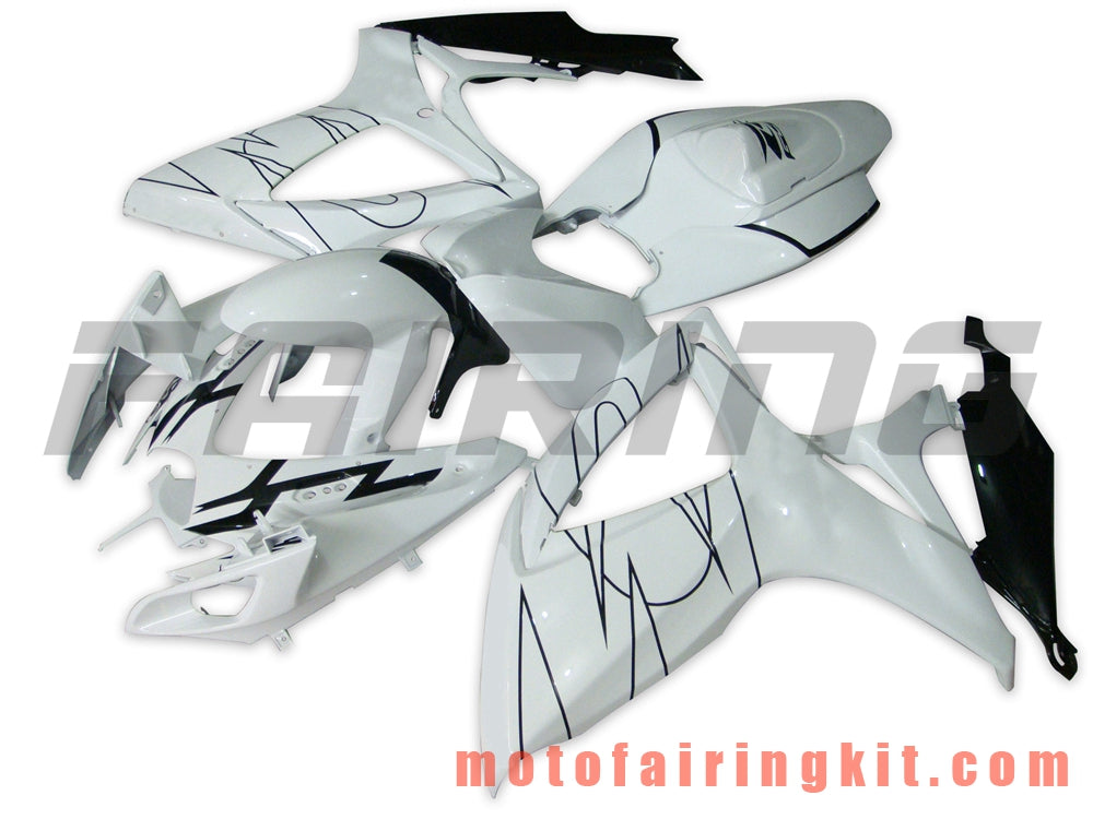 Fairing Kits Fit for GSX-R750 GSX-R600 K6 2006 2007 GSXR 600 750 K6 06 07 Plastic ABS Injection Mold Complete Motorcycle Body Aftermarket Bodywork Frame (White & Black) B062