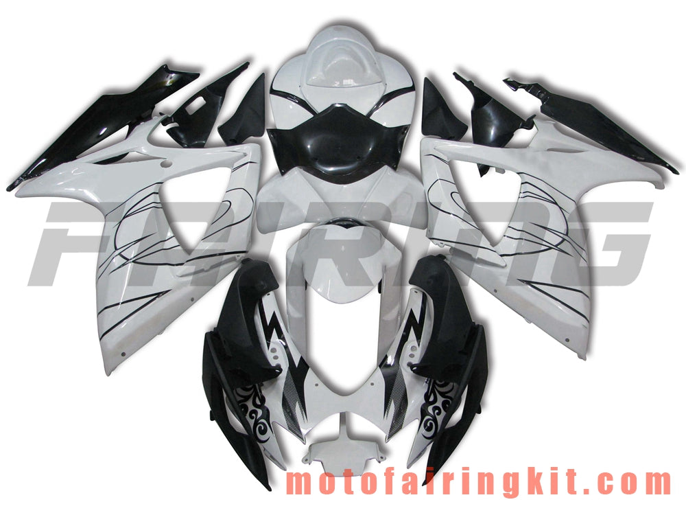 Fairing Kits Fit for GSX-R750 GSX-R600 K6 2006 2007 GSXR 600 750 K6 06 07 Plastic ABS Injection Mold Complete Motorcycle Body Aftermarket Bodywork Frame (White & Black) B063