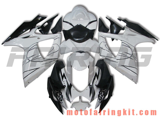 Kits de carenado aptos para GSX-R750 GSX-R600 K6 2006 2007 GSXR 600 750 K6 06 07 Molde de inyección de plástico ABS Carrocería completa para motocicleta Carrocería del mercado de accesorios Marco (blanco y negro) B063