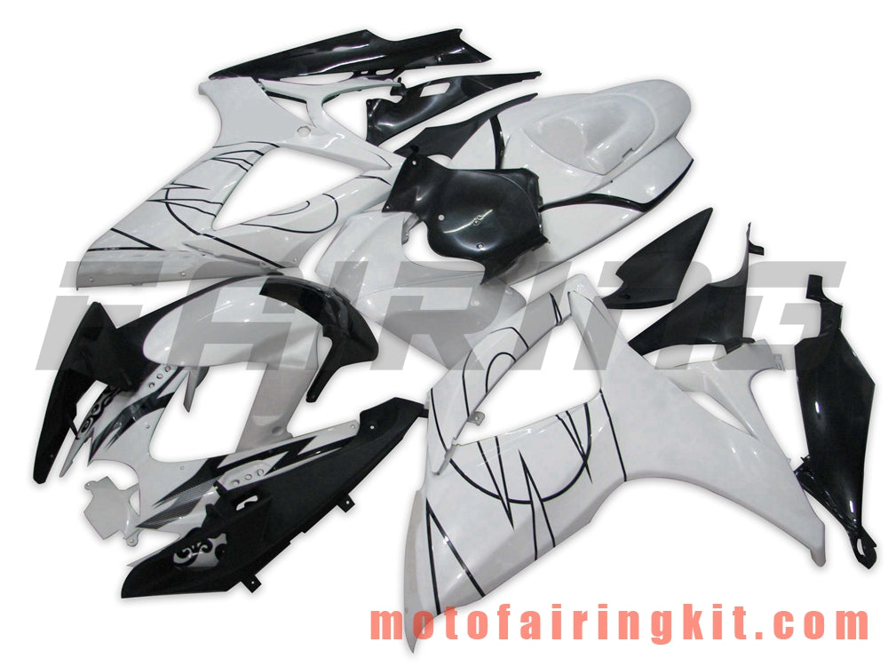 Fairing Kits Fit for GSX-R750 GSX-R600 K6 2006 2007 GSXR 600 750 K6 06 07 Plastic ABS Injection Mold Complete Motorcycle Body Aftermarket Bodywork Frame (White & Black) B063