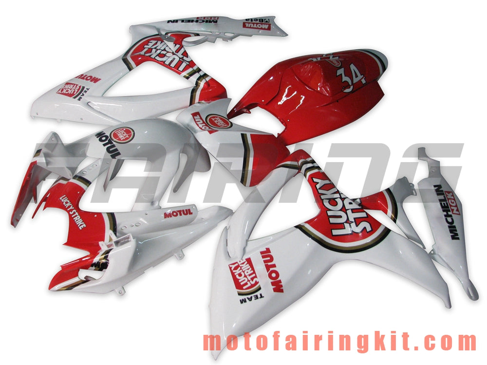 Fairing Kits Fit for GSX-R750 GSX-R600 K6 2006 2007 GSXR 600 750 K6 06 07 Plastic ABS Injection Mold Complete Motorcycle Body Aftermarket Bodywork Frame (Red & White) B064