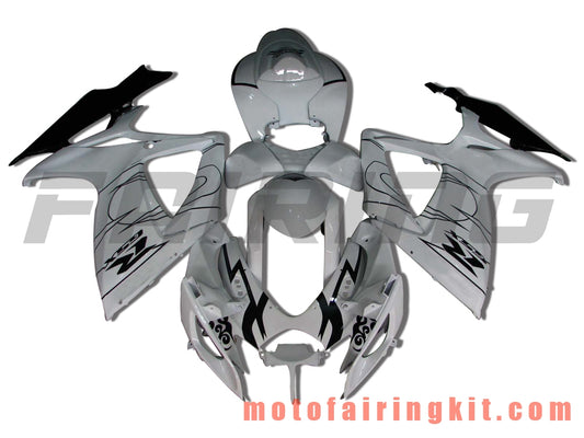 Fairing Kits Fit for GSX-R750 GSX-R600 K6 2006 2007 GSXR 600 750 K6 06 07 Plastic ABS Injection Mold Complete Motorcycle Body Aftermarket Bodywork Frame (White & Black) B065