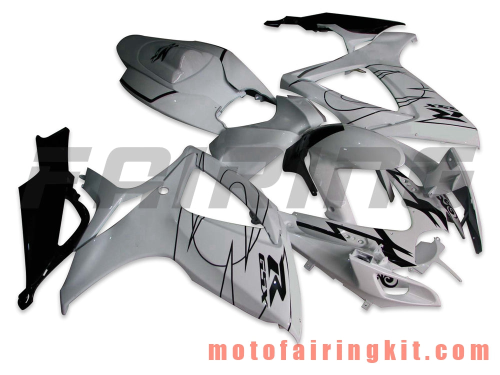 Fairing Kits Fit for GSX-R750 GSX-R600 K6 2006 2007 GSXR 600 750 K6 06 07 Plastic ABS Injection Mold Complete Motorcycle Body Aftermarket Bodywork Frame (White & Black) B065