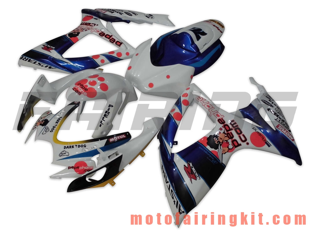 Fairing Kits Fit for GSX-R750 GSX-R600 K6 2006 2007 GSXR 600 750 K6 06 07 Plastic ABS Injection Mold Complete Motorcycle Body Aftermarket Bodywork Frame (Blue & White) B067