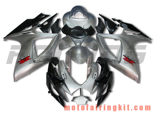 Kits de carenado aptos para GSX-R750 GSX-R600 K6 2006 2007 GSXR 600 750 K6 06 07 Molde de inyección de plástico ABS Carrocería completa para motocicleta Marco de carrocería de posventa (plata y negro) B069