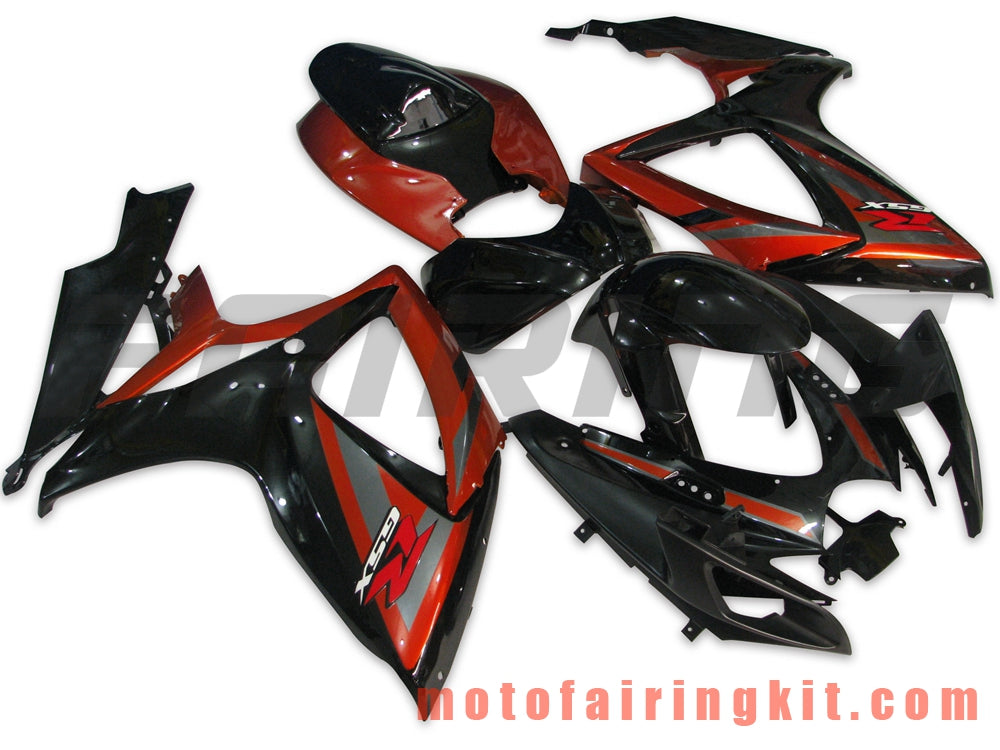 フェアリングキット GSX-R750 GSX-R600 K6 2006 2007 GSXR 600 750 K6 06 07 プラスチック ABS 射出成型 完全なオートバイ車体 アフターマーケット車体フレーム (ブラック &amp; オレンジ) B072