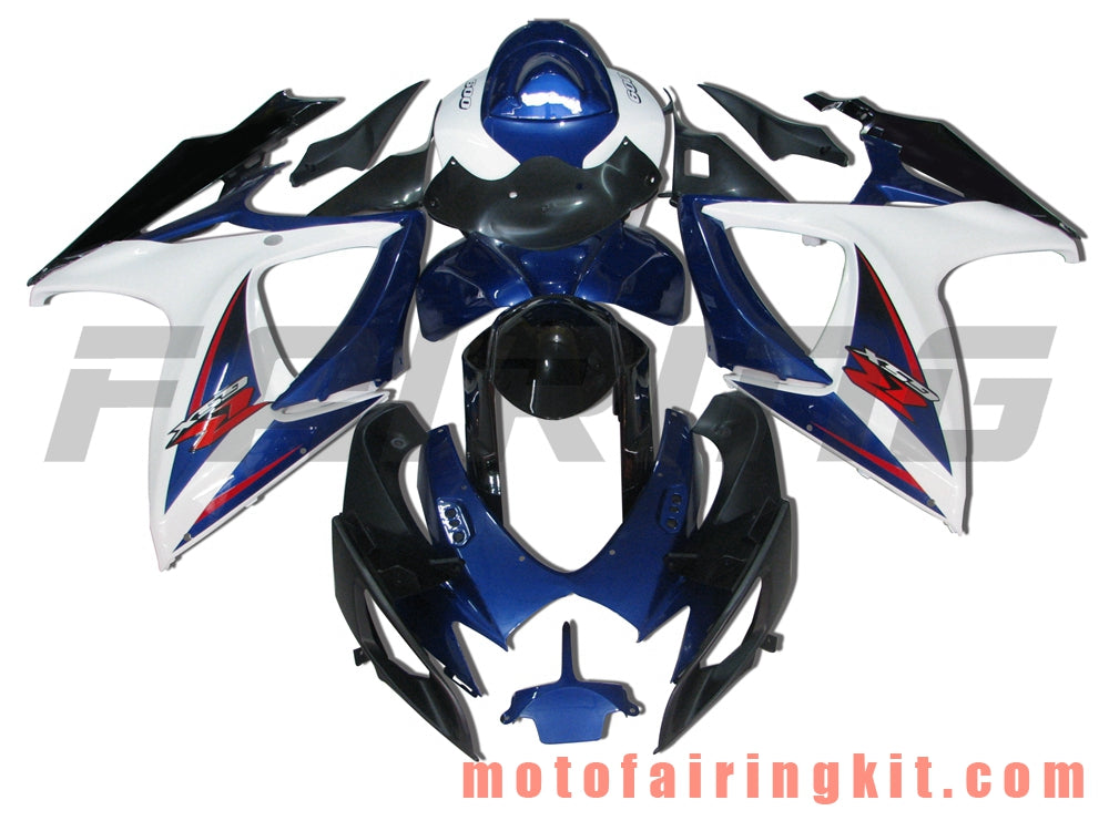 Fairing Kits Fit for GSX-R750 GSX-R600 K6 2006 2007 GSXR 600 750 K6 06 07 Plastic ABS Injection Mold Complete Motorcycle Body Aftermarket Bodywork Frame (Blue & White) B074