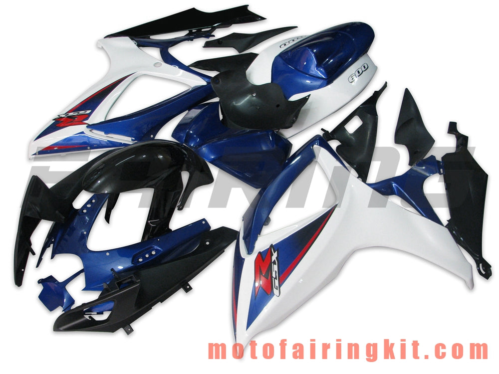 Fairing Kits Fit for GSX-R750 GSX-R600 K6 2006 2007 GSXR 600 750 K6 06 07 Plastic ABS Injection Mold Complete Motorcycle Body Aftermarket Bodywork Frame (Blue & White) B074