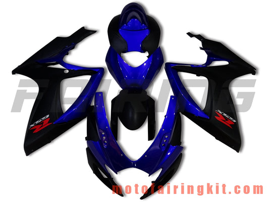 Kits de carenado aptos para GSX-R750 GSX-R600 K6 2006 2007 GSXR 600 750 K6 06 07 Molde de inyección de plástico ABS Carrocería completa para motocicleta Marco de carrocería de posventa (negro y azul) B078