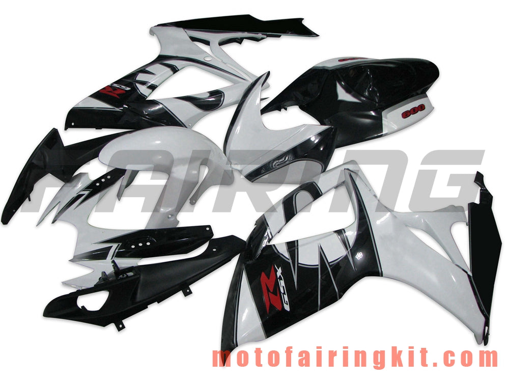 Fairing Kits Fit for GSX-R750 GSX-R600 K6 2006 2007 GSXR 600 750 K6 06 07 Plastic ABS Injection Mold Complete Motorcycle Body Aftermarket Bodywork Frame (White & Black) B080