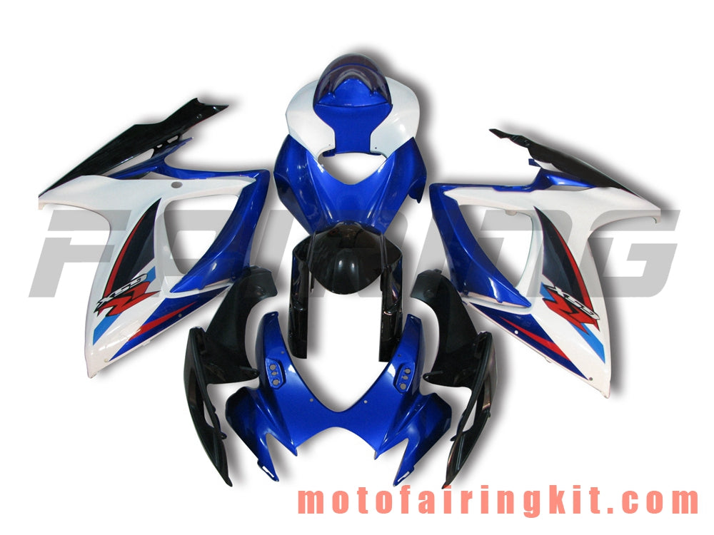 Fairing Kits Fit for GSX-R750 GSX-R600 K6 2006 2007 GSXR 600 750 K6 06 07 Plastic ABS Injection Mold Complete Motorcycle Body Aftermarket Bodywork Frame (Blue & White) B081