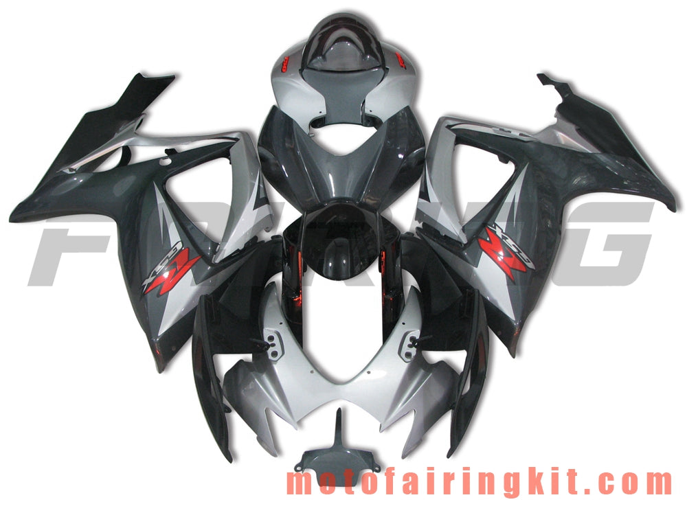 Fairing Kits Fit for GSX-R750 GSX-R600 K6 2006 2007 GSXR 600 750 K6 06 07 Plastic ABS Injection Mold Complete Motorcycle Body Aftermarket Bodywork Frame (Gray & Silver) B084