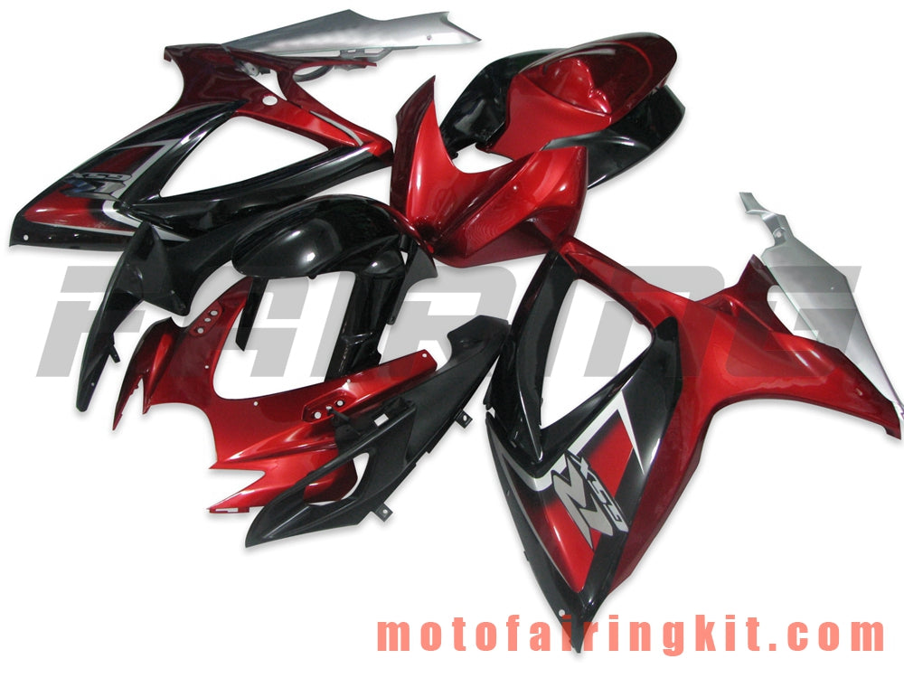 Fairing Kits Fit for GSX-R750 GSX-R600 K6 2006 2007 GSXR 600 750 K6 06 07 Plastic ABS Injection Mold Complete Motorcycle Body Aftermarket Bodywork Frame (Red & Black) B086