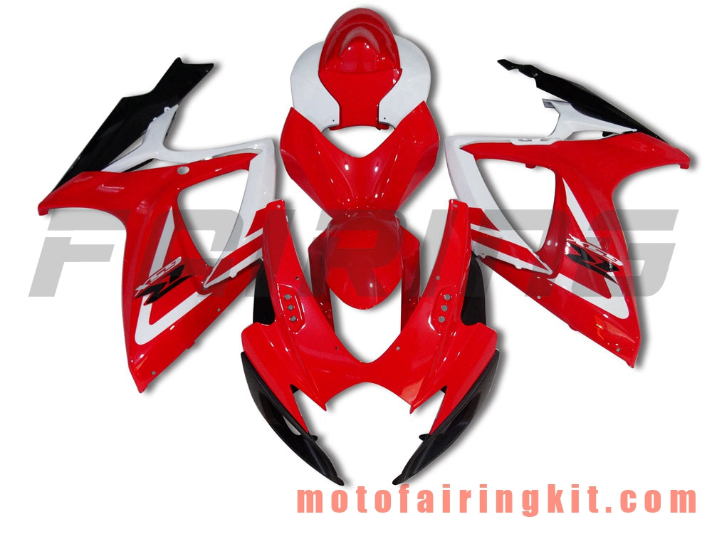 Fairing Kits Fit for GSX-R750 GSX-R600 K6 2006 2007 GSXR 600 750 K6 06 07 Plastic ABS Injection Mold Complete Motorcycle Body Aftermarket Bodywork Frame (Red & White) B088