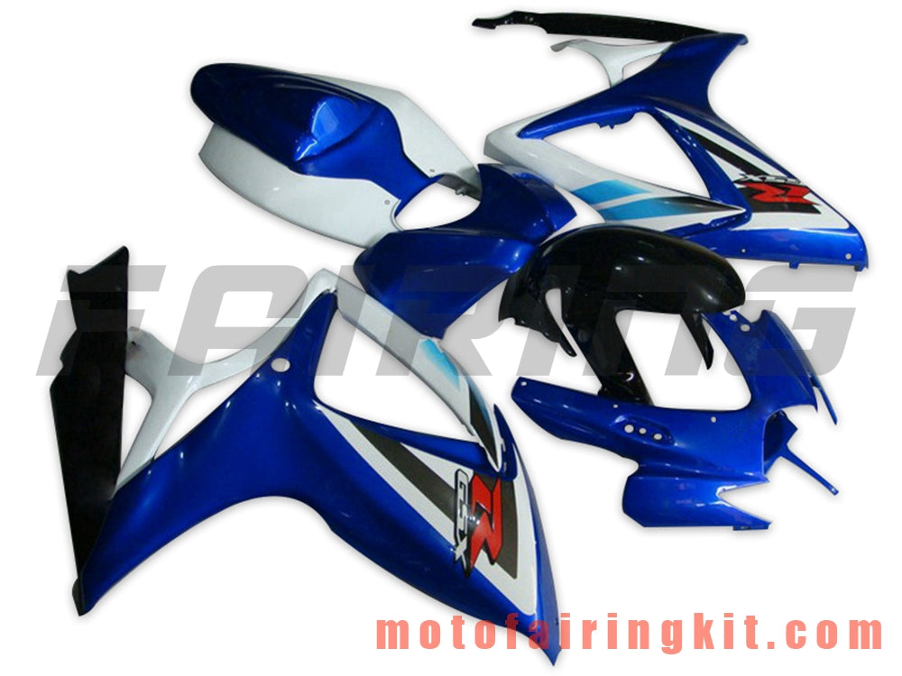 Fairing Kits Fit for GSX-R750 GSX-R600 K6 2006 2007 GSXR 600 750 K6 06 07 Plastic ABS Injection Mold Complete Motorcycle Body Aftermarket Bodywork Frame (Blue & White) B093