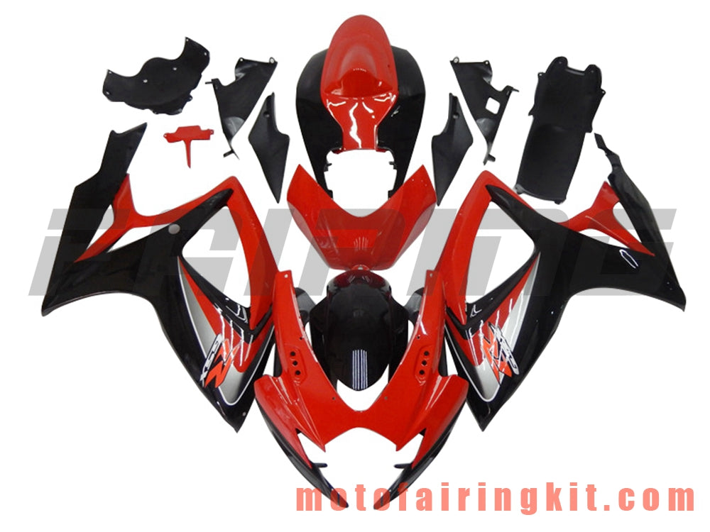 Fairing Kits Fit for GSX-R750 GSX-R600 K6 2006 2007 GSXR 600 750 K6 06 07 Plastic ABS Injection Mold Complete Motorcycle Body Aftermarket Bodywork Frame (Red & Black) B095