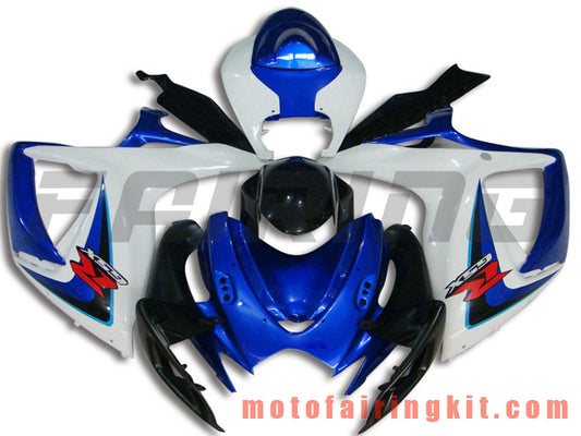 Fairing Kits Fit for GSX-R750 GSX-R600 K6 2006 2007 GSXR 600 750 K6 06 07 Plastic ABS Injection Mold Complete Motorcycle Body Aftermarket Bodywork Frame (White & Blue) B097