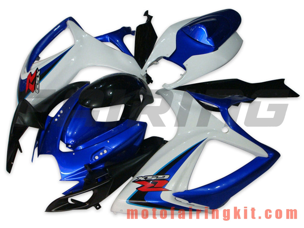 Fairing Kits Fit for GSX-R750 GSX-R600 K6 2006 2007 GSXR 600 750 K6 06 07 Plastic ABS Injection Mold Complete Motorcycle Body Aftermarket Bodywork Frame (White & Blue) B097