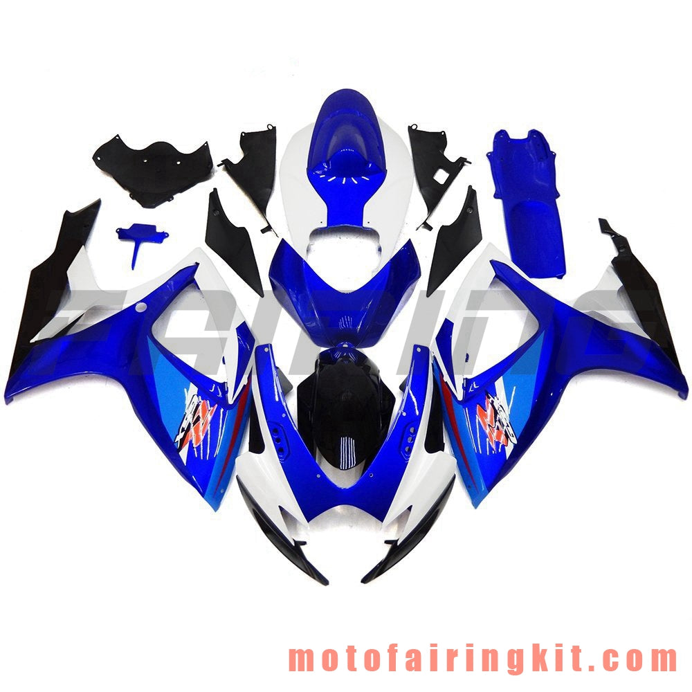 Fairing Kits Fit for GSX-R750 GSX-R600 K6 2006 2007 GSXR 600 750 K6 06 07 Plastic ABS Injection Mold Complete Motorcycle Body Aftermarket Bodywork Frame (Blue & White) B100