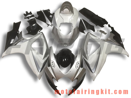 Fairing Kits Fit for GSX-R750 GSX-R600 K6 2006 2007 GSXR 600 750 K6 06 07 Plastic ABS Injection Mold Complete Motorcycle Body Aftermarket Bodywork Frame (Silver & White) B102