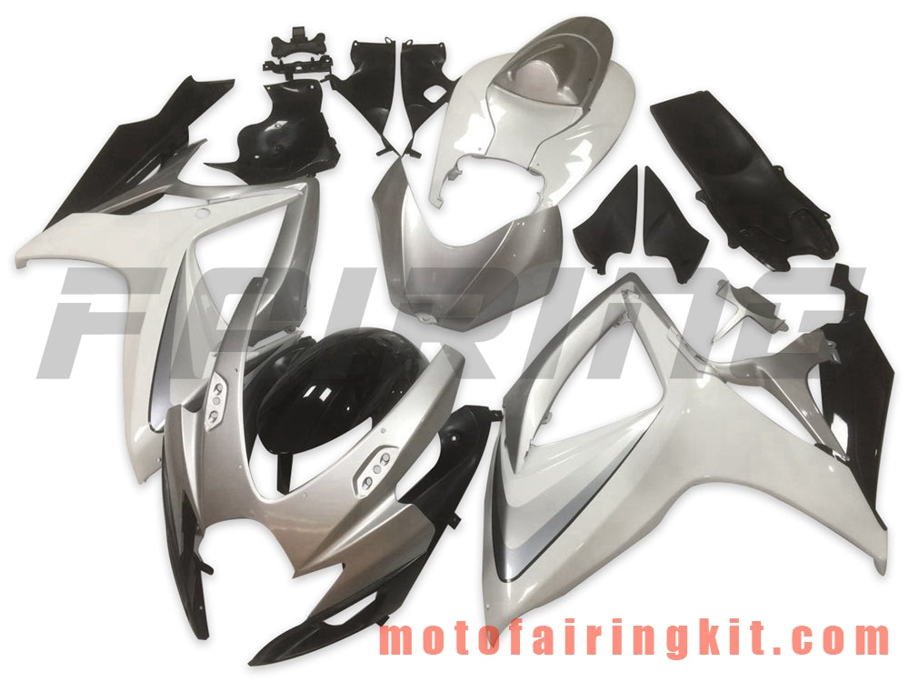 Fairing Kits Fit for GSX-R750 GSX-R600 K6 2006 2007 GSXR 600 750 K6 06 07 Plastic ABS Injection Mold Complete Motorcycle Body Aftermarket Bodywork Frame (Silver & White) B102