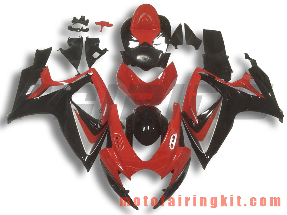 Fairing Kits Fit for GSX-R750 GSX-R600 K6 2006 2007 GSXR 600 750 K6 06 07 Plastic ABS Injection Mold Complete Motorcycle Body Aftermarket Bodywork Frame (Red & Black) B105