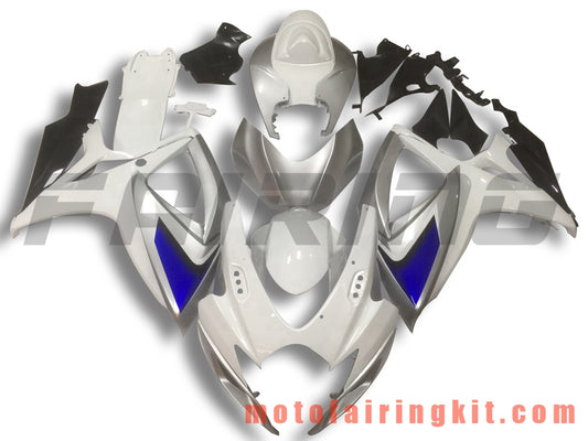 Fairing Kits Fit for GSX-R750 GSX-R600 K6 2006 2007 GSXR 600 750 K6 06 07 Plastic ABS Injection Mold Complete Motorcycle Body Aftermarket Bodywork Frame (White & Silver) B106