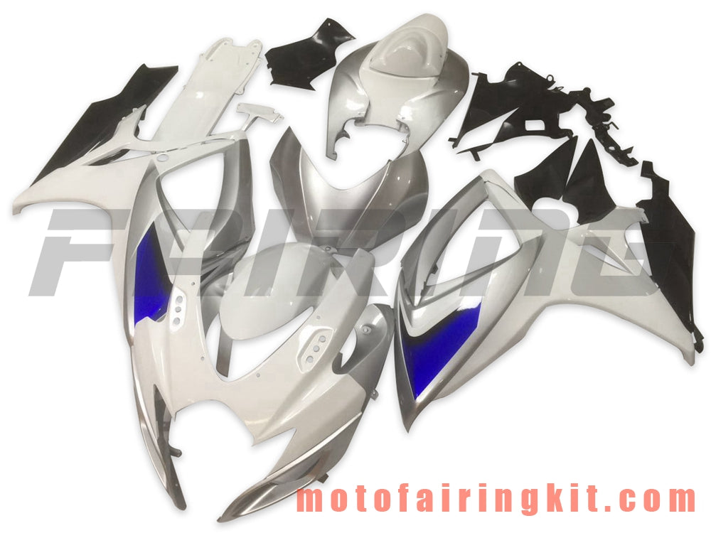 フェアリングキット GSX-R750 GSX-R600 K6 2006 2007 GSXR 600 750 K6 06 07 プラスチック ABS 射出成型 完全なオートバイ車体 アフターマーケット車体フレーム (ホワイト &amp; シルバー) B106