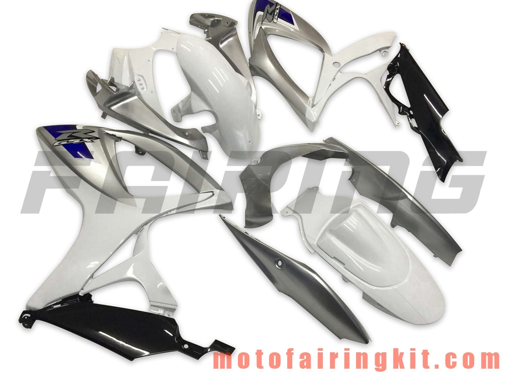 フェアリングキット GSX-R750 GSX-R600 K6 2006 2007 GSXR 600 750 K6 06 07 プラスチック ABS 射出成型 完全なオートバイ車体 アフターマーケット車体フレーム (ホワイト &amp; シルバー) B108