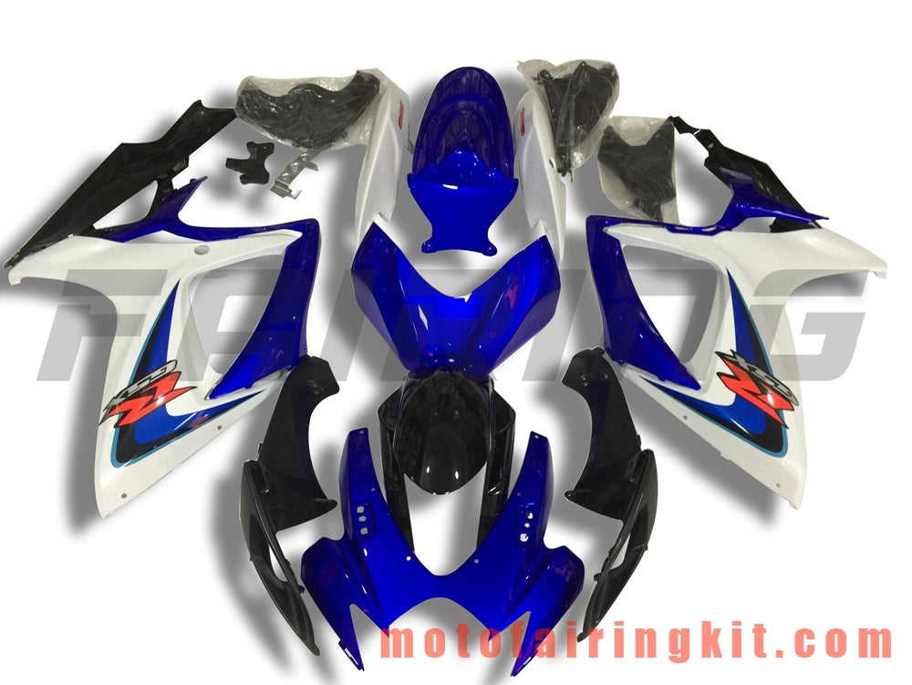 フェアリングキット GSX-R750 GSX-R600 K6 2006 2007 GSXR 600 750 K6 06 07 プラスチック ABS 射出成型 完全なオートバイ車体 アフターマーケット車体フレーム (青と白) B110