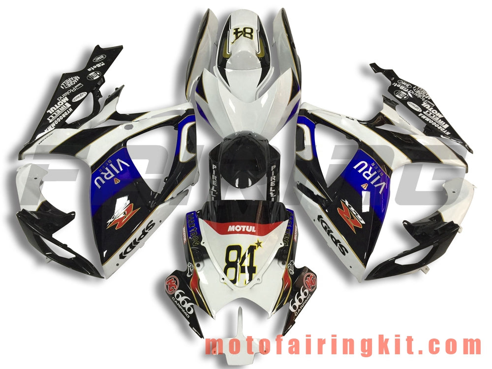 フェアリングキット GSX-R750 GSX-R600 K6 2006 2007 GSXR 600 750 K6 06 07 プラスチック ABS 射出成型 完全なオートバイ車体 アフターマーケット車体フレーム (ホワイト &amp; ブラック) B112