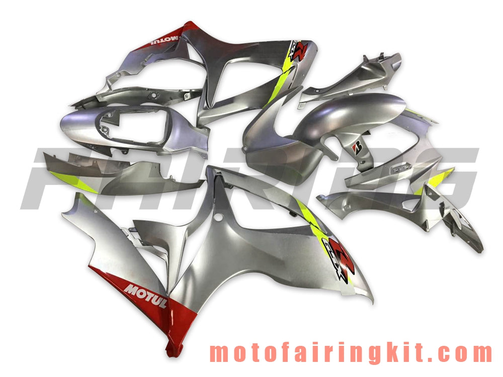 Fairing Kits Fit for GSX-R750 GSX-R600 K6 2006 2007 GSXR 600 750 K6 06 07 Plastic ABS Injection Mold Complete Motorcycle Body Aftermarket Bodywork Frame (Silver & Red) B116