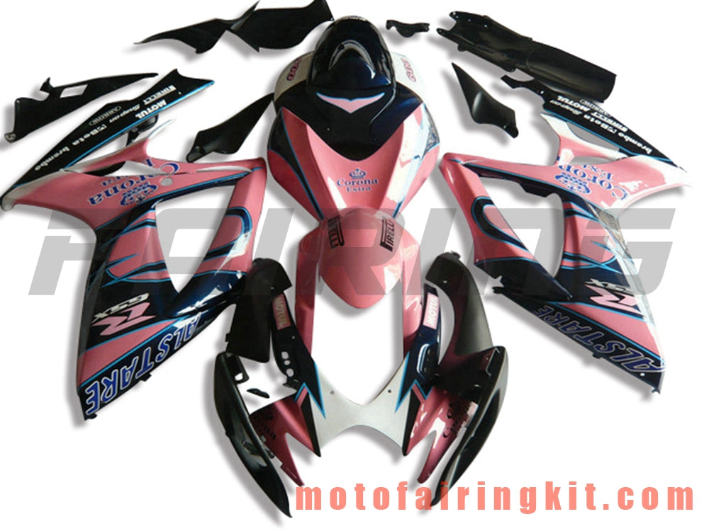 フェアリングキット GSX-R750 GSX-R600 K6 2006 2007 GSXR 600 750 K6 06 07 プラスチック ABS 射出成型 完全なオートバイ車体 アフターマーケット車体フレーム (ピンク &amp; ブラック) B128