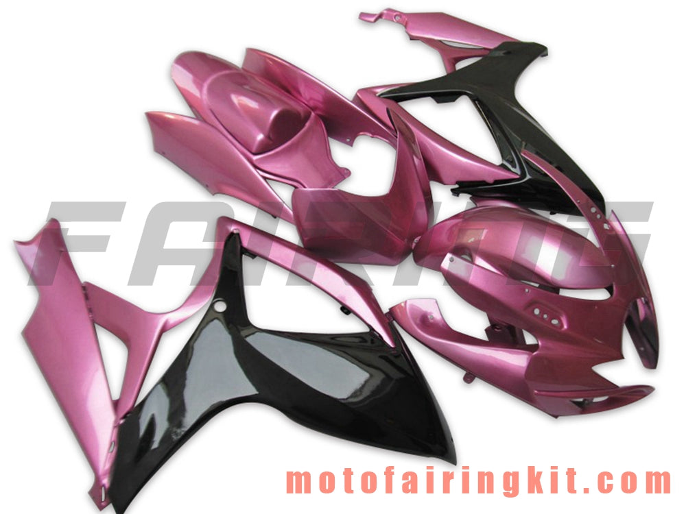 フェアリングキット GSX-R750 GSX-R600 K6 2006 2007 GSXR 600 750 K6 06 07 プラスチック ABS 射出成型 完全なオートバイ車体 アフターマーケット車体フレーム (ピンク &amp; ブラック) B130