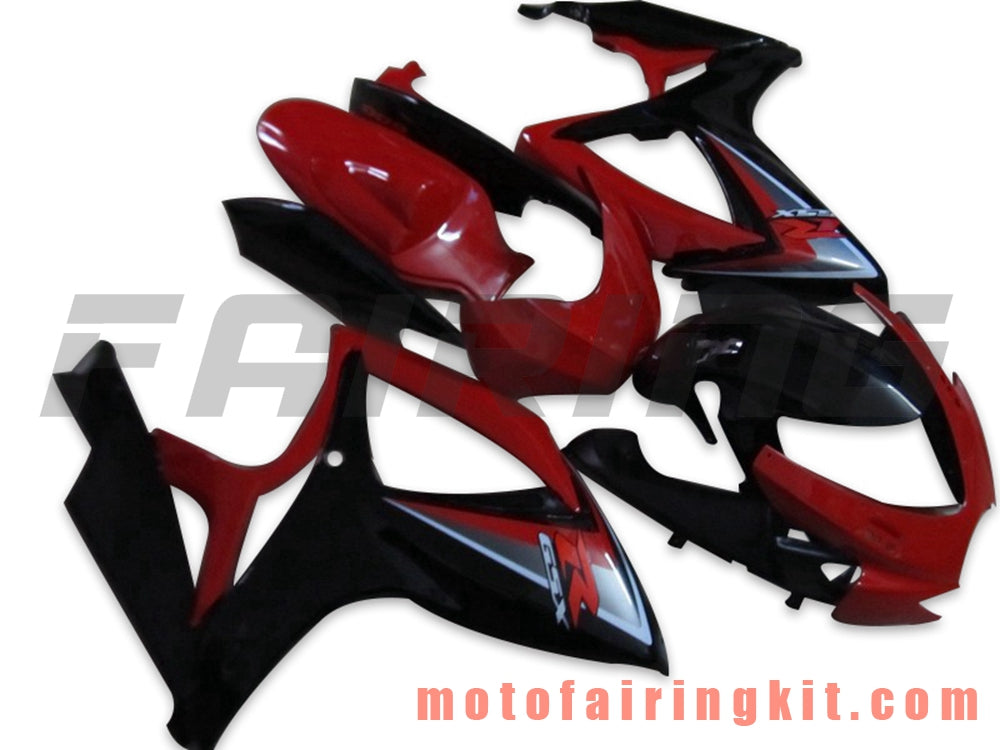 フェアリングキット GSX-R750 GSX-R600 K6 2006 2007 GSXR 600 750 K6 06 07 プラスチック ABS 射出成型 完全なオートバイ車体 アフターマーケット車体フレーム (赤と黒) B132