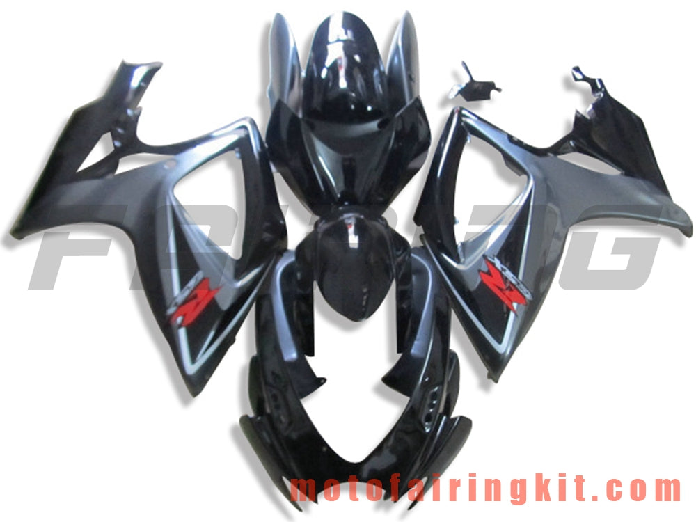 フェアリングキット GSX-R750 GSX-R600 K6 2006 2007 GSXR 600 750 K6 06 07 プラスチック ABS 射出成型 完全なオートバイ車体 アフターマーケット車体フレーム (ブラック &amp; グレー) B137