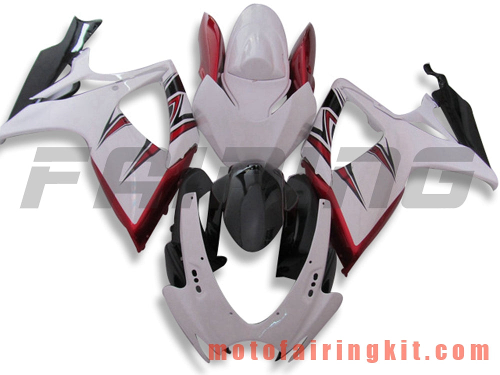 Fairing Kits Fit for GSX-R750 GSX-R600 K6 2006 2007 GSXR 600 750 K6 06 07 Plastic ABS Injection Mold Complete Motorcycle Body Aftermarket Bodywork Frame (White & Red) B140