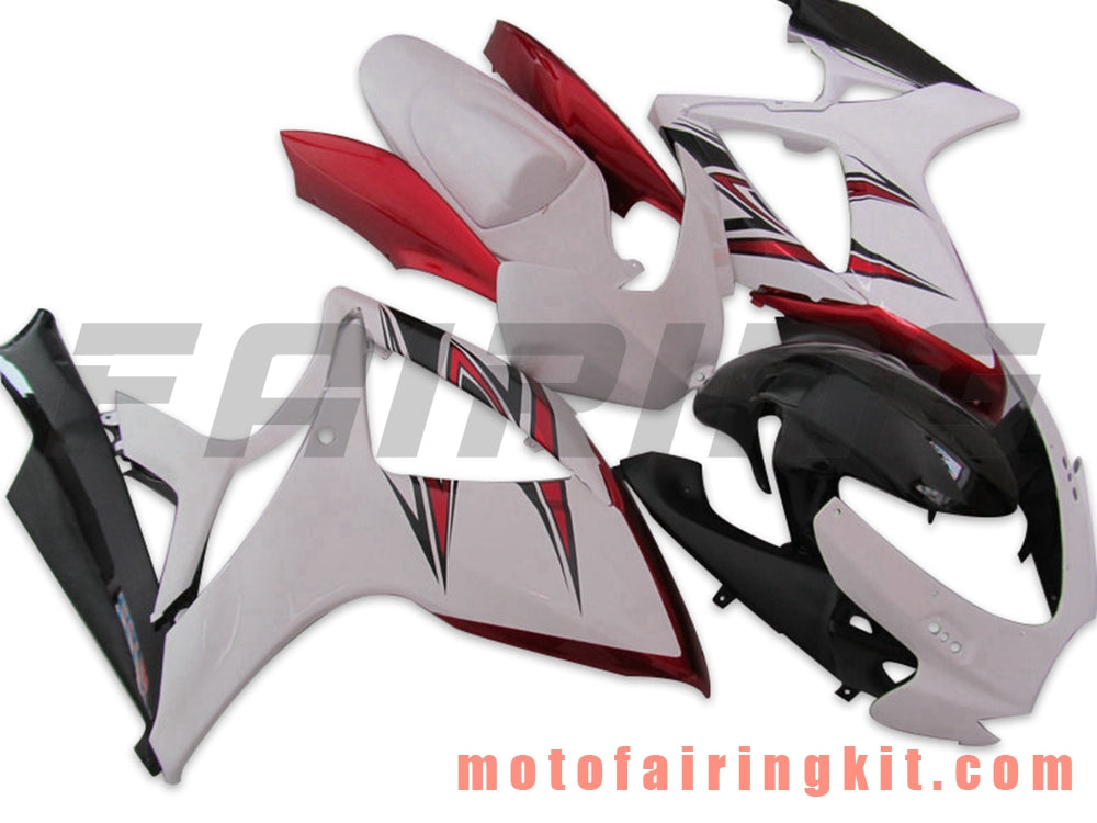 Fairing Kits Fit for GSX-R750 GSX-R600 K6 2006 2007 GSXR 600 750 K6 06 07 Plastic ABS Injection Mold Complete Motorcycle Body Aftermarket Bodywork Frame (White & Red) B140