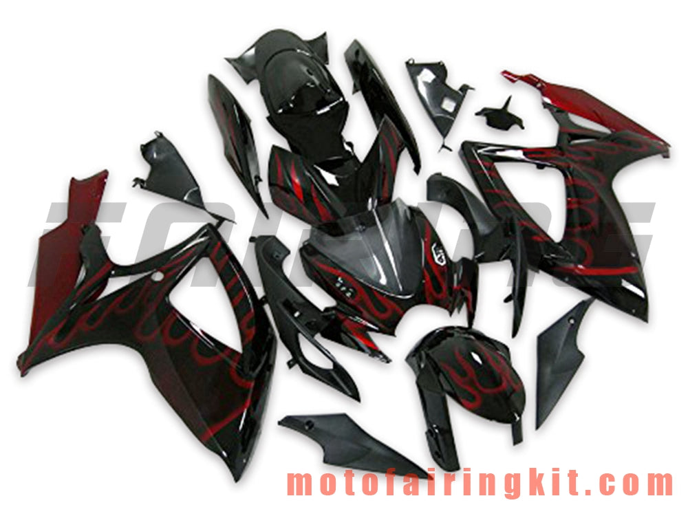 Fairing Kits Fit for GSX-R750 GSX-R600 K6 2006 2007 GSXR 600 750 K6 06 07 Plastic ABS Injection Mold Complete Motorcycle Body Aftermarket Bodywork Frame (Black & Red) B146