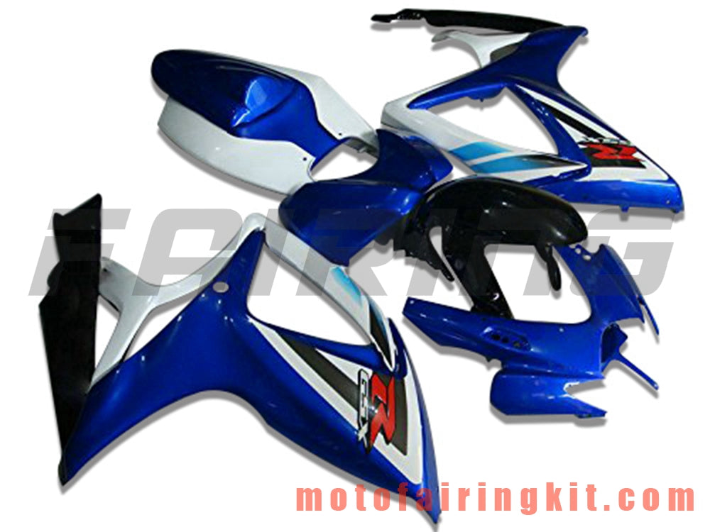 Fairing Kits Fit for GSX-R750 GSX-R600 K6 2006 2007 GSXR 600 750 K6 06 07 Plastic ABS Injection Mold Complete Motorcycle Body Aftermarket Bodywork Frame (Blue & White) B153