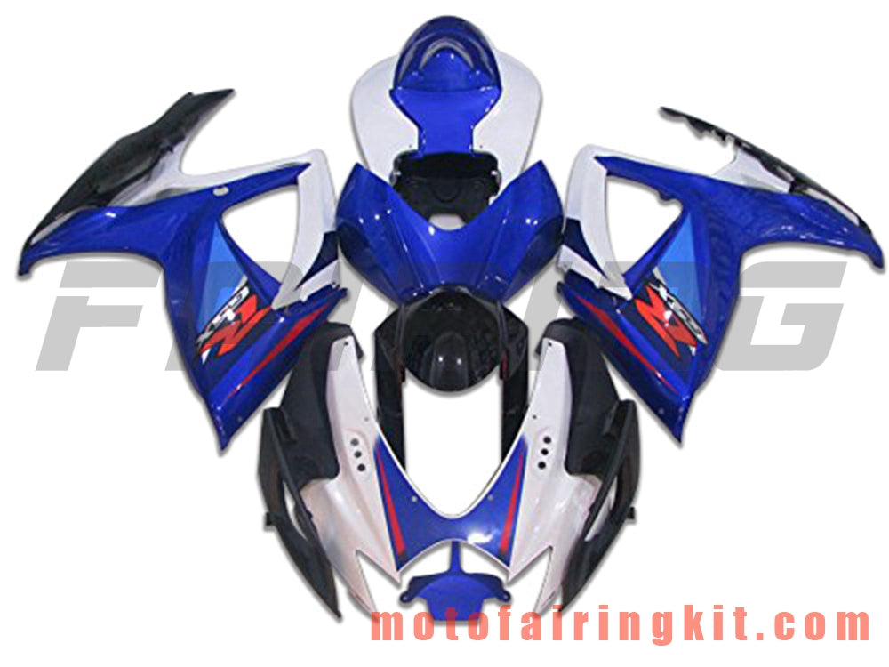 Kits de carenado aptos para GSX-R750 GSX-R600 K6 2006 2007 GSXR 600 750 K6 06 07 Molde de inyección de plástico ABS Carrocería completa para motocicleta Carrocería de posventa Marco (azul y blanco) B154