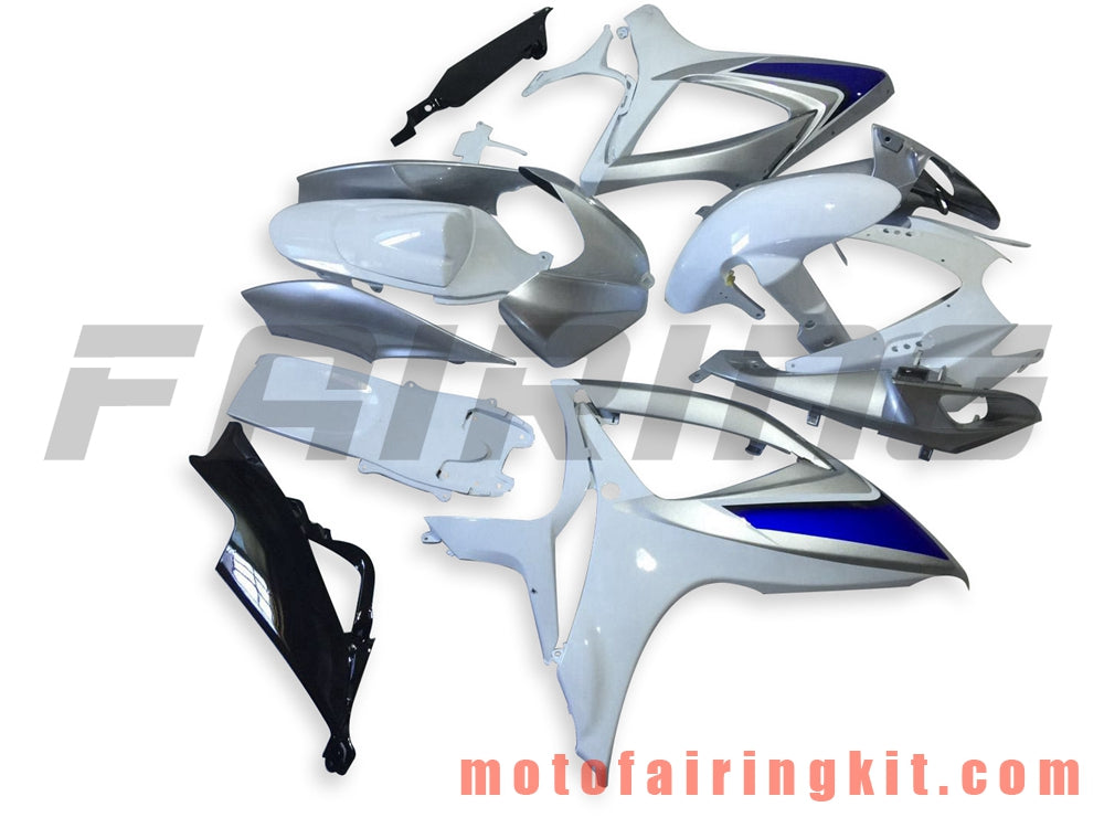 Fairing Kits Fit for GSX-R750 GSX-R600 K6 2006 2007 GSXR 600 750 K6 06 07 Plastic ABS Injection Mold Complete Motorcycle Body Aftermarket Bodywork Frame (Silver & White) B156