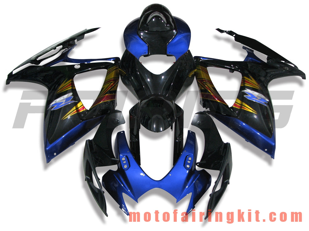 フェアリングキット GSX-R750 GSX-R600 K6 2006 2007 GSXR 600 750 K6 06 07 プラスチック ABS 射出成型 完全なオートバイ車体 アフターマーケット車体フレーム (ブラック &amp; ブルー) B164