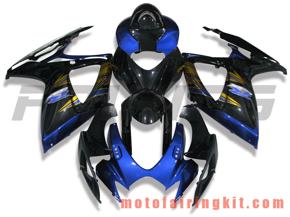 フェアリングキット GSX-R750 GSX-R600 K6 2006 2007 GSXR 600 750 K6 06 07 プラスチック ABS 射出成型 完全なオートバイ車体 アフターマーケット車体フレーム (ブラック &amp; ブルー) B165