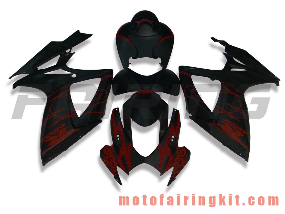 Fairing Kits Fit for GSX-R750 GSX-R600 K6 2006 2007 GSXR 600 750 K6 06 07 Plastic ABS Injection Mold Complete Motorcycle Body Aftermarket Bodywork Frame (Black & Red) B166