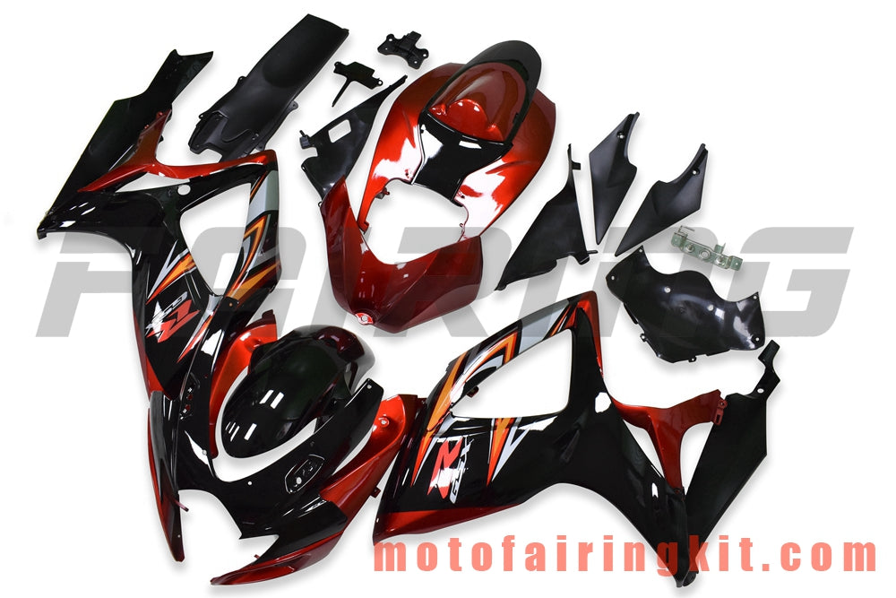 Kits de carenado aptos para GSX-R750 GSX-R600 K6 2006 2007 GSXR 600 750 K6 06 07 Molde de inyección de plástico ABS Carrocería completa para motocicleta Carrocería del mercado de accesorios Marco (negro y naranja) B176